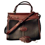 Argentina Leather Black & Brown Travel Tote Handbag For $145