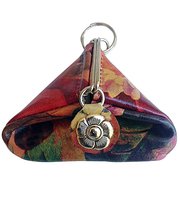 Floral Leather Vintage Styled Coin Pouch with Key Ring For $26