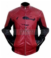 Superman Red Black Cosplay Leather Jacket