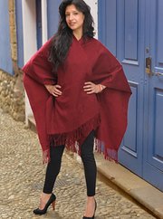 100% Alpaca Ruana / Red Wine Color For $135