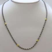 Soild Sterling Silver & 18kt Gold - 3mm Braided Neck Chain For $145