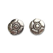 Solid Sterling Silver 'Tudor Rose' Flower Stud Earrings For $45