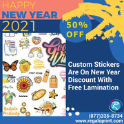 Custom Stickers Are On 50% New Year Discount With Free Lamination