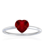 Dainty Heart Shape Four Prong Ruby Solitaire Ring (0.60cttw)