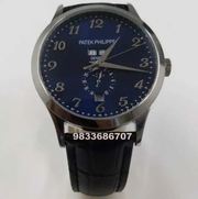 Patek Philippe Annual Calender Moon Phases Blue Dial Swiss Watch